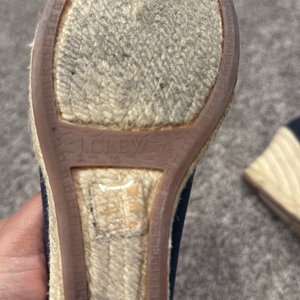 J. Crew Women's Navy Blue Wedges shoes size 7 1/2 - Picture 8 of 8